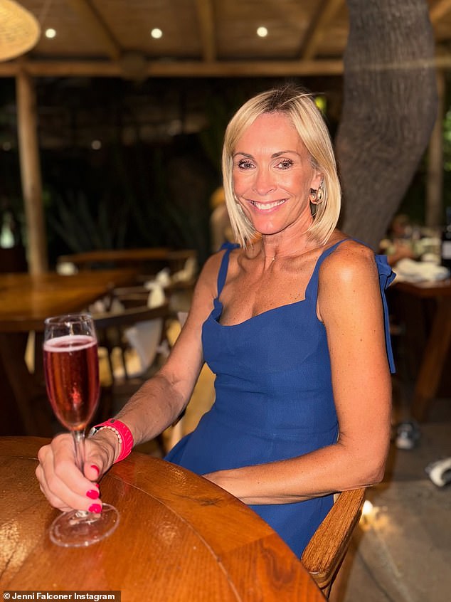 In an album shared to Instagram, Jenni looked happier than ever as she was pictured looking elegant in a blue dress