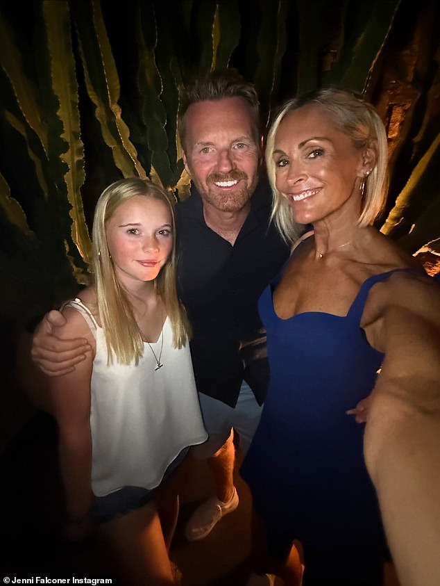 The Radio presenter, 49, looked incredible during her fun-filled family trip (pictured with husband James Midgley and and daughter Ella Rose)