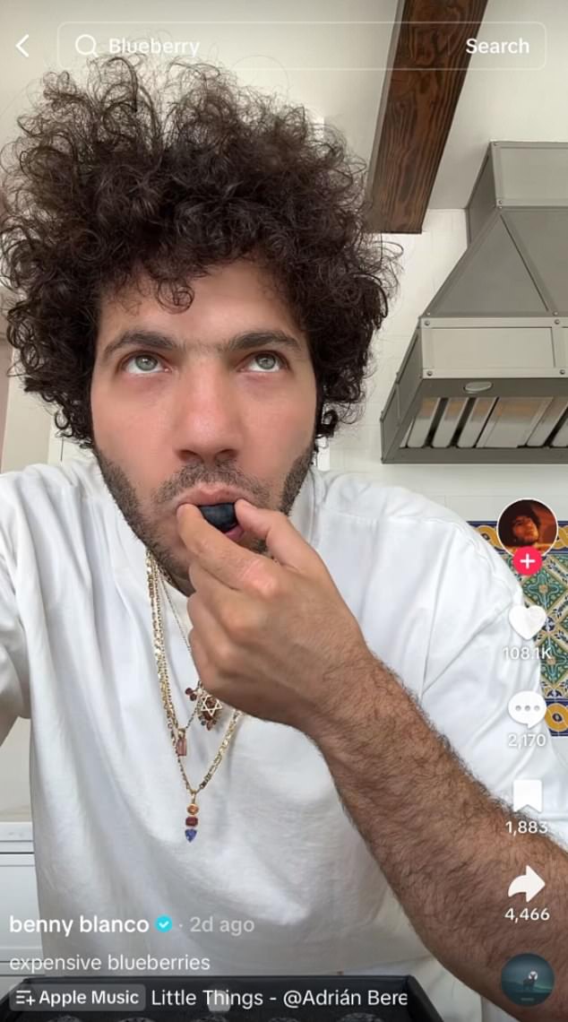 The music producer, who is engaged to Selena Gomez, took to TikTok to show off the pricey fruit, which came in sleek black packaging with each berry placed in its own compartment
