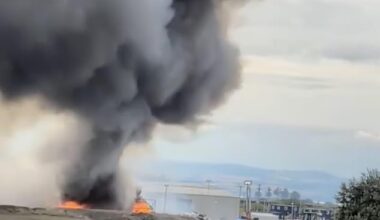 Black smoke could be seen billowing into the sky from miles around