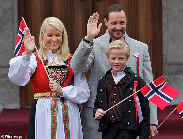 The Norwegian royal family has been rocked by the charges. Pictured: A young Marius Hoiby with Crown Princess Mette-Marit and Crown Prince Haakon
