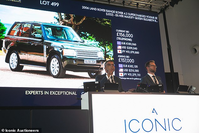 The 2006 Land Rover Range Rover 4.2 Supercharged Vogue SE, delivered from new to Her Majesty Queen Elizabeth II that year, eventually sold for a hammer price of £156,000 - rising to £175,500 inclusive of auction fees