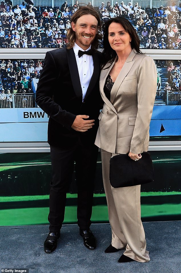 Tommy Fleetwood was not joined by wife of eight years Clare (pictured in 2018) at the final hole of his triumph on the PGA Tour