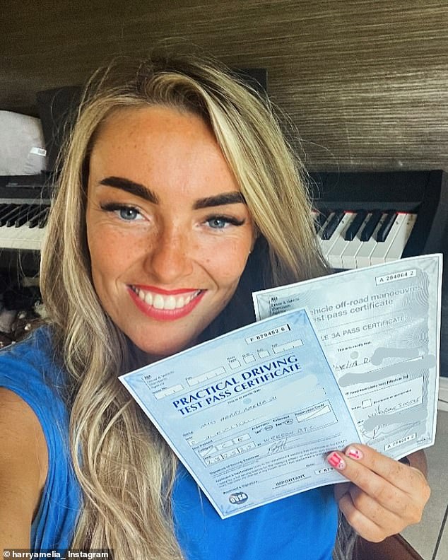 Back in May, Harry excitedly told fans how she had successfully passed her driving test for a heavy goods vehicle as she posted a selfie