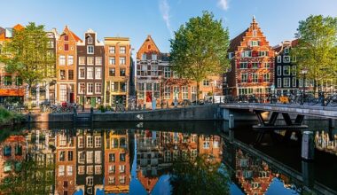 Four-day weeks are becoming 'very common' among Dutch workers, says an economist. Pictured: Historic Dutch houses reflecting in the canal on a sunny day, Amsterdam, Netherlands