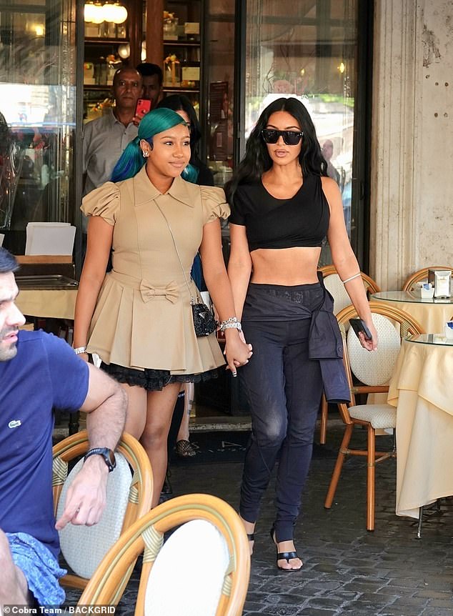 Kim Kardashian and her daughter North West continued their Italian vacation this week with a trip to visit the Colosseum in Rome