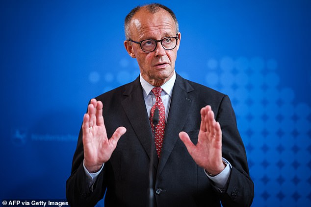 ‘The welfare state that we have today can no longer be financed with what we produce in the economy’ the German Chancellor Friedrich Merz, pictured, told his Christian Democratic Union party conference last weekend,