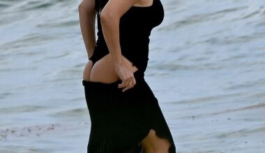 Kourtney Kardashian proudly showed off her pert derriere in a thong swimsuit while on a family holiday just weeks after personally putting an end to pregnancy rumors