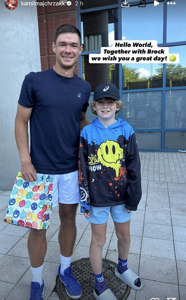 Kamil Majchrzak has been reunited with the young boy who had a souvenir cap snatched away
