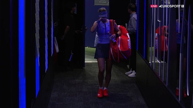 Anna Kalinskaya was seen in tears after she left the court following her defeat to Iga Swiatek