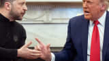 US President Donald Trump and Ukraine's President Volodymyr Zelenskyy meet in the Oval Office of the White House in Washington, DC, Feb. 28, 2025. 