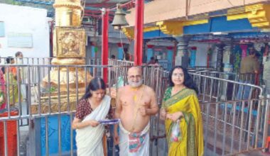 Travancore royal family member visits Chilkur Balaji temple