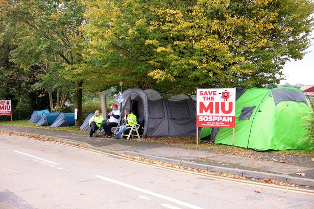 Protesters outside Prince Philip Hospital in Llanelli last year 