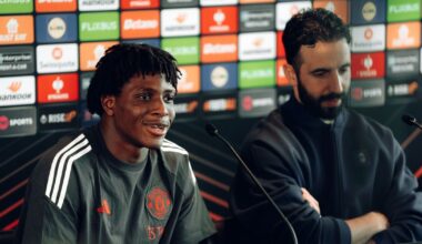 Patrick Dorgu and Amad in United's new away kit