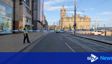 Edinburgh city centre street taped off after 'youths throw items from roof'