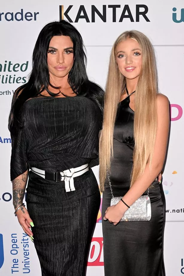 Katie Price, in a black dress, and Princess Andre, in a black dress, at an event in 2023.