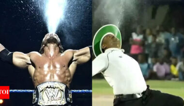 Triple H on the cricket field? Umpire's WWE-inspired act goes viral - WATCH | Cricket News