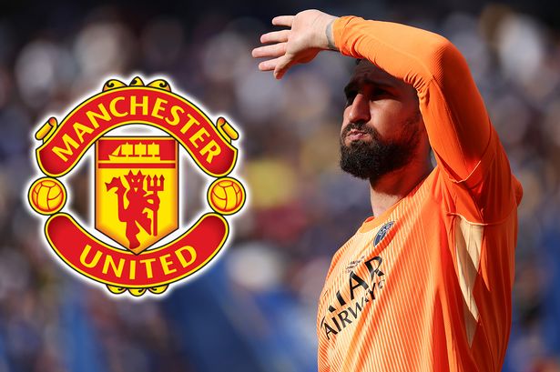 The Manchester United badge and Gianluigi Donnarumma