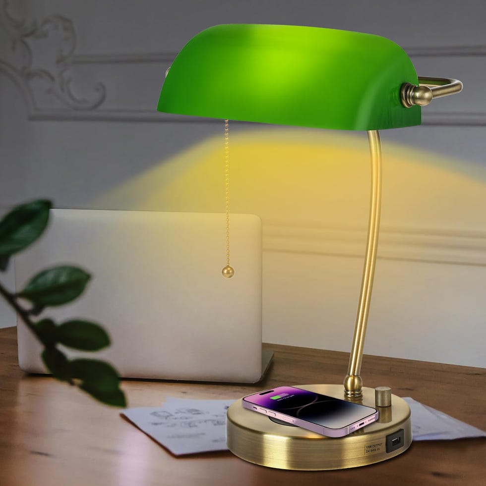 Green Glass Bankers Desk Lamp