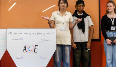 A couple of presenters shown during entrepreneurs day at the London summer school.