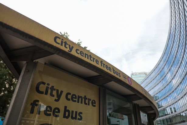 The free bus stops outside Piccadilly Station - which are temporarily out of use