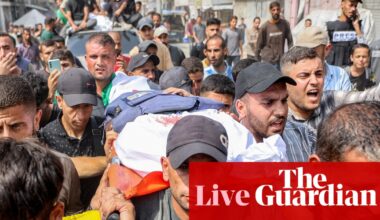 Mourners gather amid outrage over Israeli troops’ killing of journalists in Gaza – live updates | World news