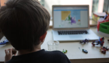 A young boy participates in an online