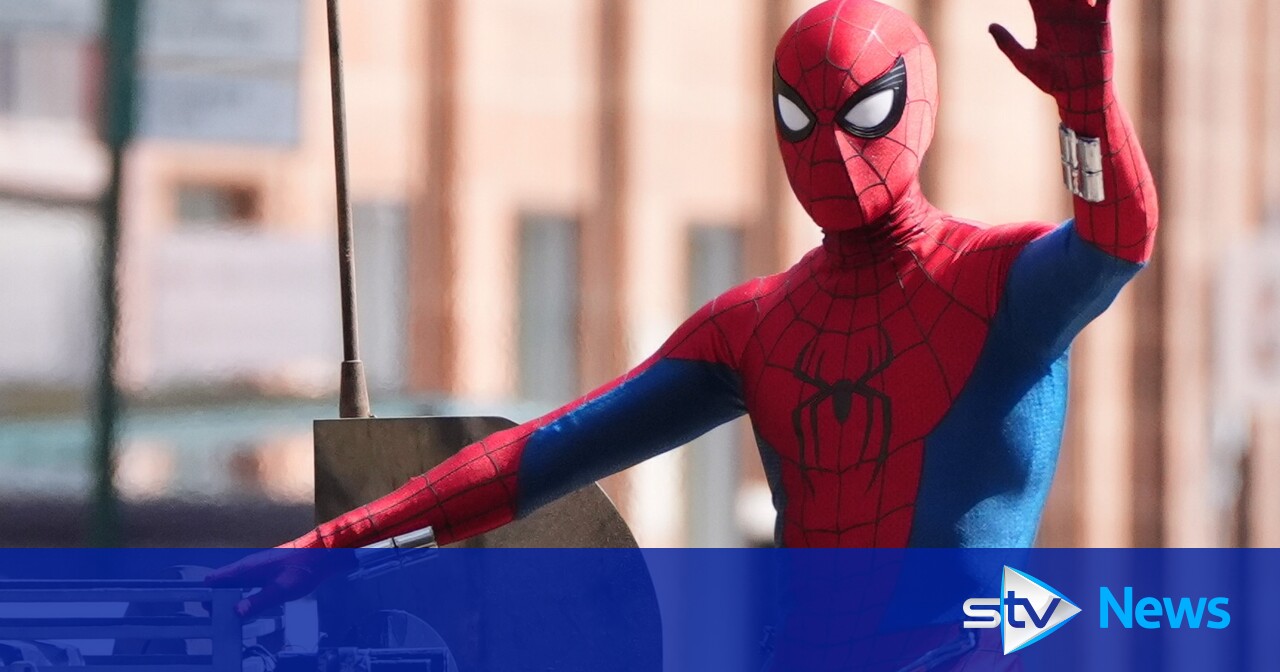Spider-Man stunt double seen racing through Glasgow on military vehicle