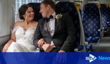 South African couple celebrates wedding with Milngavie Station photoshoot
