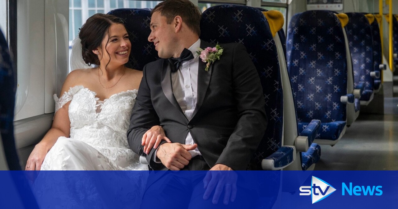 South African couple celebrates wedding with Milngavie Station photoshoot