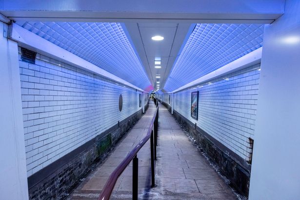 The Water Street pedestrian tunnel leading to James Street Station
