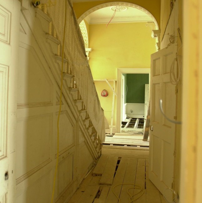 The staircase of the Grade II-listed Forest Lodge, in Windsor Great Park, Berkshire, a Georgian mansion once admired by both King George IV and King Edward VIII which will soon be available for rent it was announced. *...The 8 bedroomed house is currently undergoing 1.5 million restoration work to retain its fine period detail but will be ready for occupation in the autumn for 15,000 a month. It features original stonework, elaborate plaster cornices and ceiling decoration, exquisite marble fireplaces, Venetian windows and a half-barrel vaulted hallway ceiling and is worth an estimated 5.5 million.