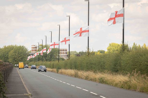 Flags along Genners Lane and Bartley Reservoir in Birmingham