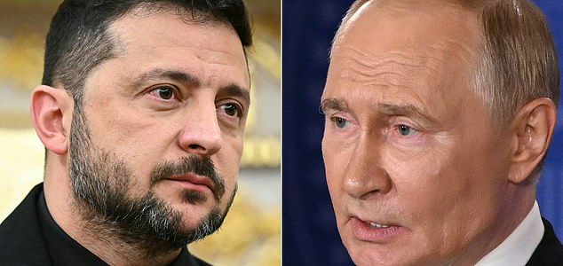 (COMBO) This combination of pictures created on August 18, 2025 shows Ukrainian President Volodymyr Zelensky (L) in Washington, DC, on August 18, 2025 and Russian President Vladimir Putin in Anchorage, Alaska, on August 15, 2025. Russian President Vladimir Putin told US counterpart Donald Trump on August 18 that he is willing to meet Ukranian leader Volodymyr Zelensky, a person familiar with the call said. Putin told Trump, whom he met August 15 in Alaska, of his readiness to meet Zelensky during a telephone call in a break from White House talks in Washington with European leaders, the person said on condition of anonymity. (Photo by Mandel NGAN and ANDREW CABALLERO-REYNOLDS / AFP) (Photo by MANDEL NGAN,ANDREW CABALLERO-REYNOLDS/AFP via Getty Images)