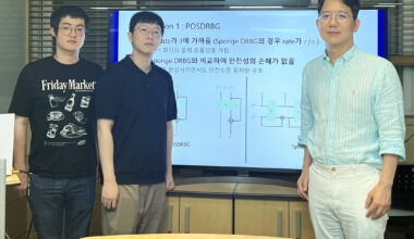 (From left) Seongha Hwang (Ph.D. candidate), Woohyuk Chung (Ph.D. candidate), Professor Jooyoung Lee (School of Computing)