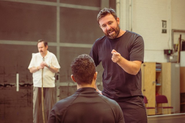 James McArdle (Pentheus) in rehearsals for Bacchae at the National Theatre. Photographer Marc Brenner 05225