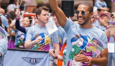 Michael Gunning marched with Bentley’s BeProud network at Manchester Pride in remembrance of the victims of the 2017 arena bombing, which he survived.