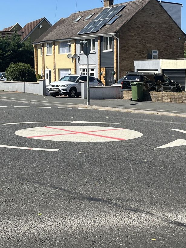 A roundabout on Sturlington Road, Brislington was painted over with the national flag