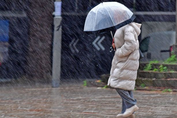 Heavy rain in Liverpool city centre. Photo by Colin Lane