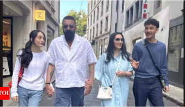 Sanjay Dutt enjoys family vacation in Geneva with wife Maanayata, kids Shahraan, Iqra - PICS inside | Hindi Movie News