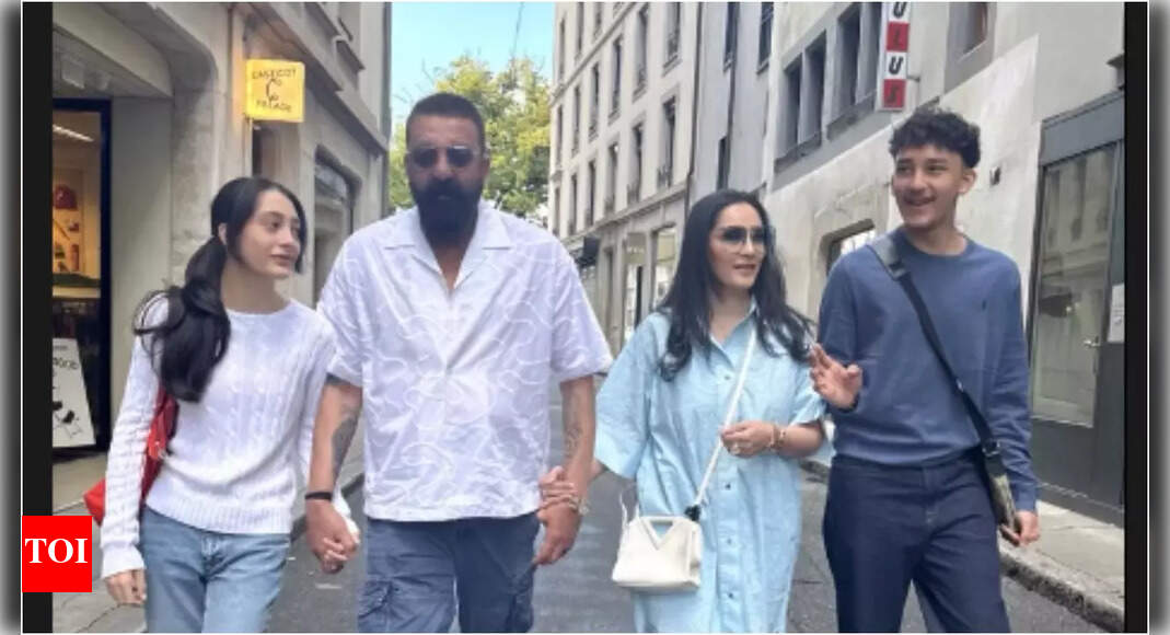 Sanjay Dutt enjoys family vacation in Geneva with wife Maanayata, kids Shahraan, Iqra - PICS inside | Hindi Movie News