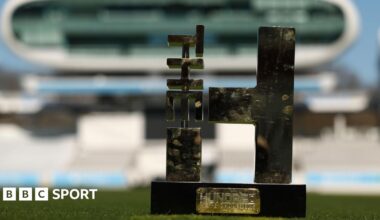 The Hundred trophy on the outfield at Lord's