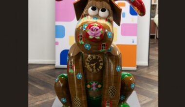 Gromit sculpture placed in interior design store in Bristol