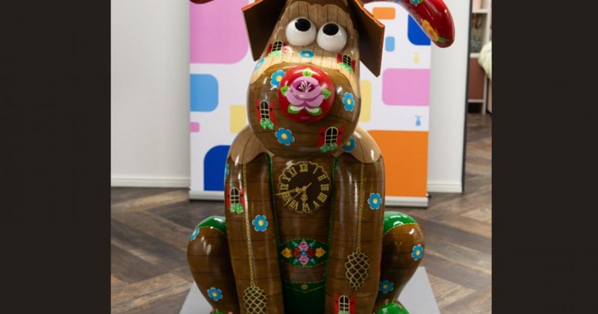 Gromit sculpture placed in interior design store in Bristol