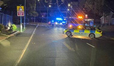 Spies Lane in Halesowen car collides with bus stop
