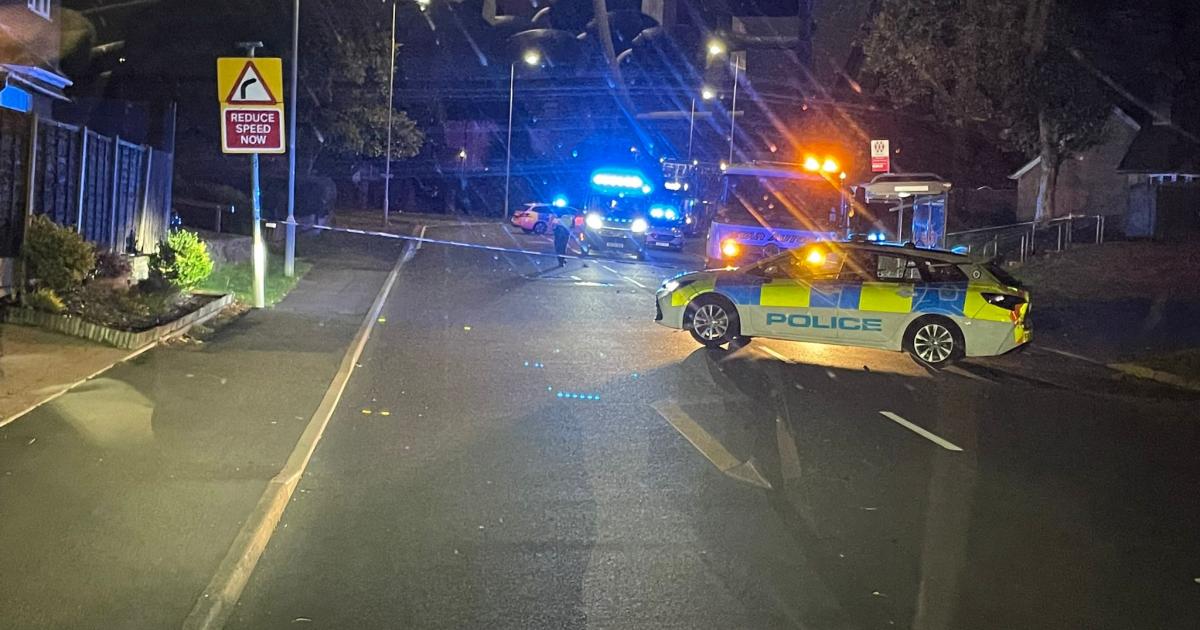 Spies Lane in Halesowen car collides with bus stop