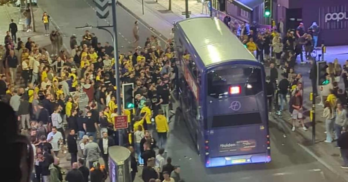 Football fans shut down Prince of Wales Road in Norwich