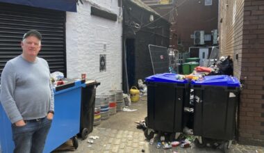 Glasgow local fumes as "bins overflowing" onto Ashton Lane