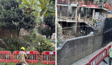 Hampstead wall near Streatley Place building site collapses