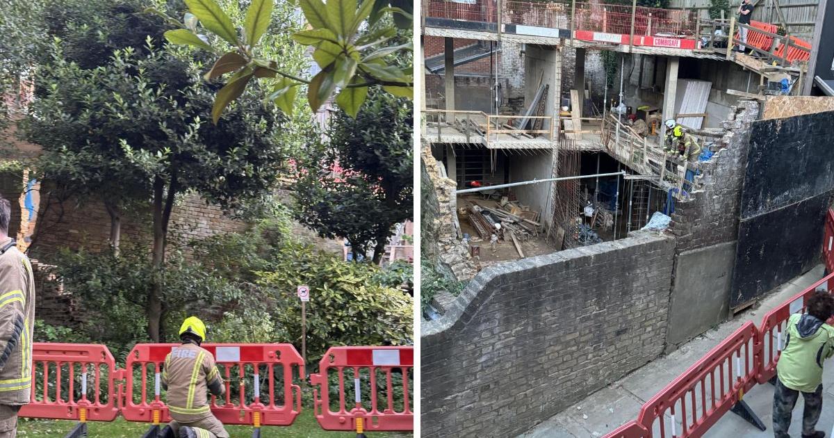 Hampstead wall near Streatley Place building site collapses